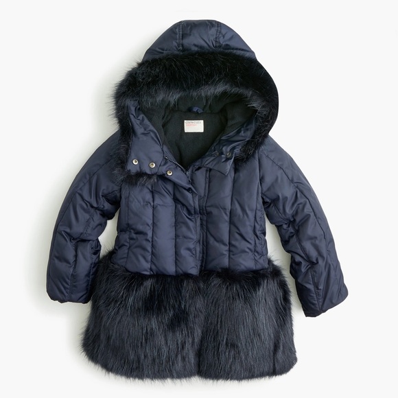 Crewcuts Girls Fur Trimmed Puffer Coat PrimaLoft - Picture 1 of 11